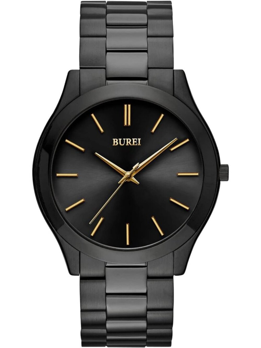 Men's Black And Gold Analog Quartz Stainless Steel Waterproof Round Luxury Watch